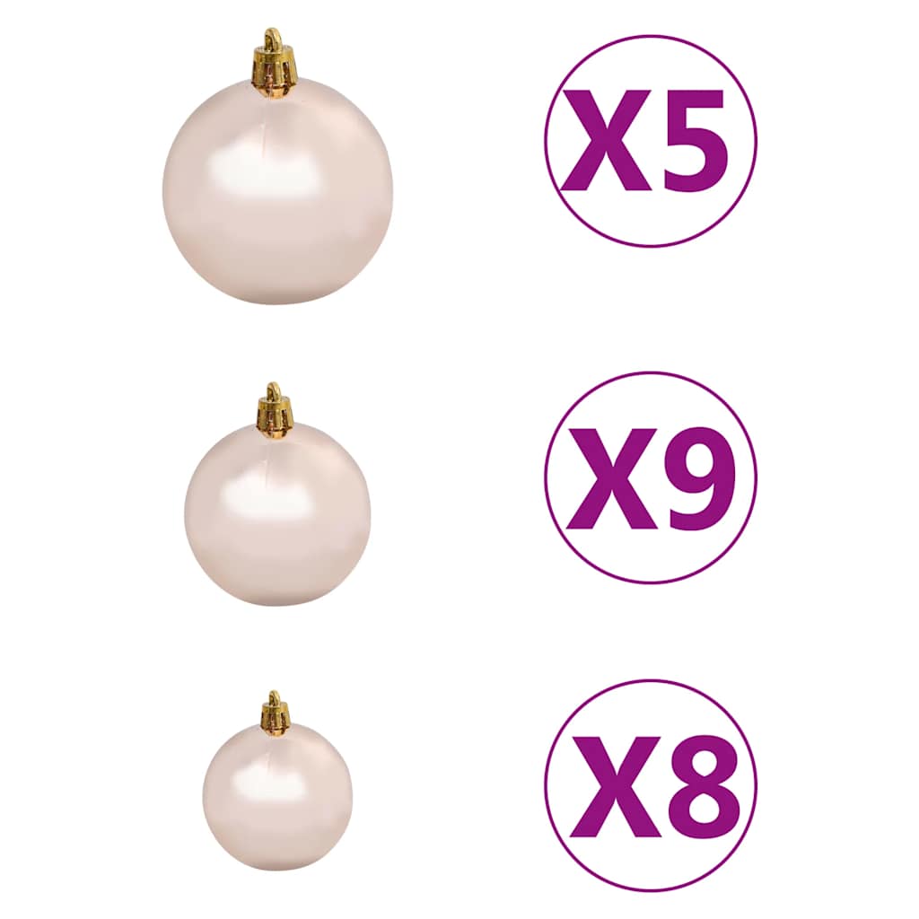 Ziemassvētku Bumbu Komplekts, 60 Gab., 150 Led, Zeltaini Rozā
