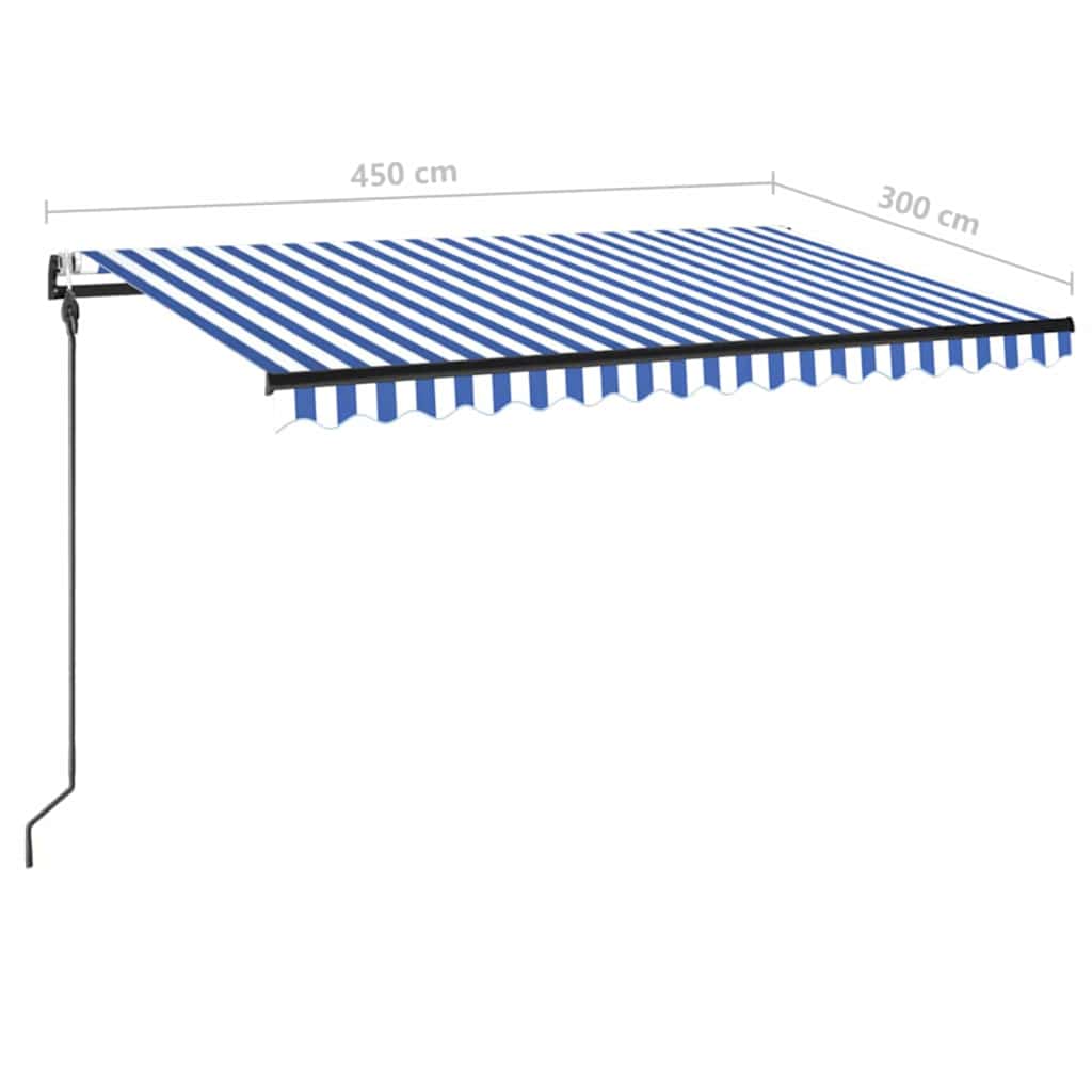 Izvelkama Markīze, Led, Vēja Sensors, , Zila Un Balta