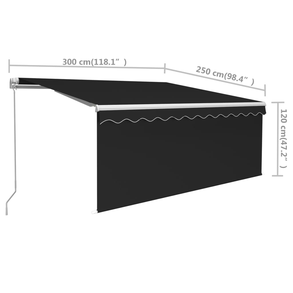 Izvelkama Markīze Ar Žalūziju, 3X2,5 M, Manuāla, Antracītpelēka