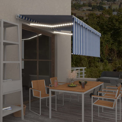 Izvelkama Markīze Ar Žalūziju, Led, 4,5X3M, Manuāla, Zili Balta