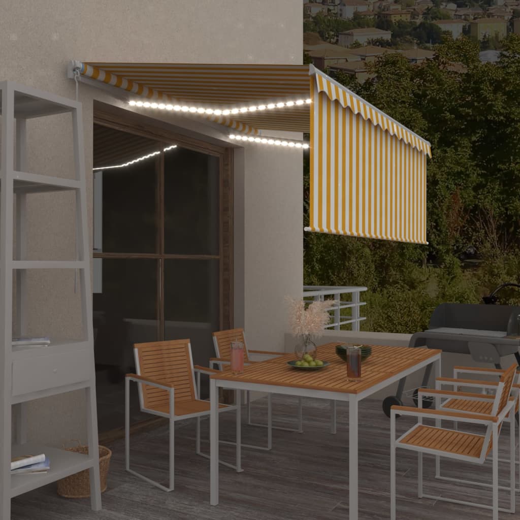 Izvelkama Markīze Ar Žalūziju, Led, 4,5X3M, Manuāla, Zili Balta