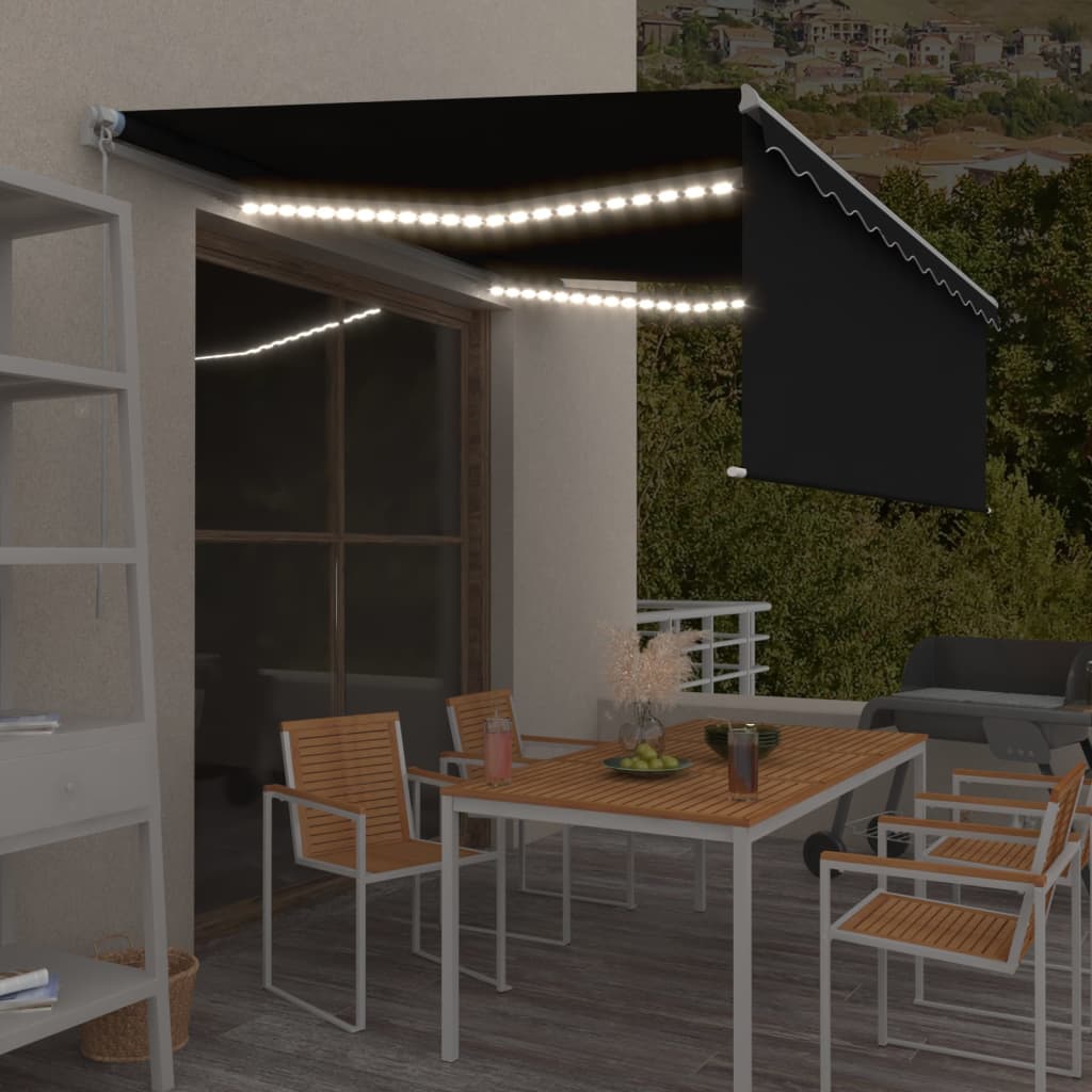 Izvelkama Markīze Ar Žalūziju, Led, 4,5X3M, Manuāla, Zili Balta
