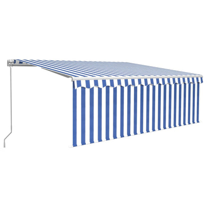 Izvelkama Markīze Ar Žalūziju, Led, 4,5X3M, Manuāla, Zili Balta