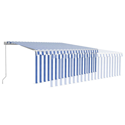 Izvelkama Markīze Ar Žalūziju, Led, 4,5X3M, Manuāla, Zili Balta