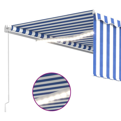 Izvelkama Markīze Ar Žalūziju, Led, 4,5X3M, Manuāla, Zili Balta