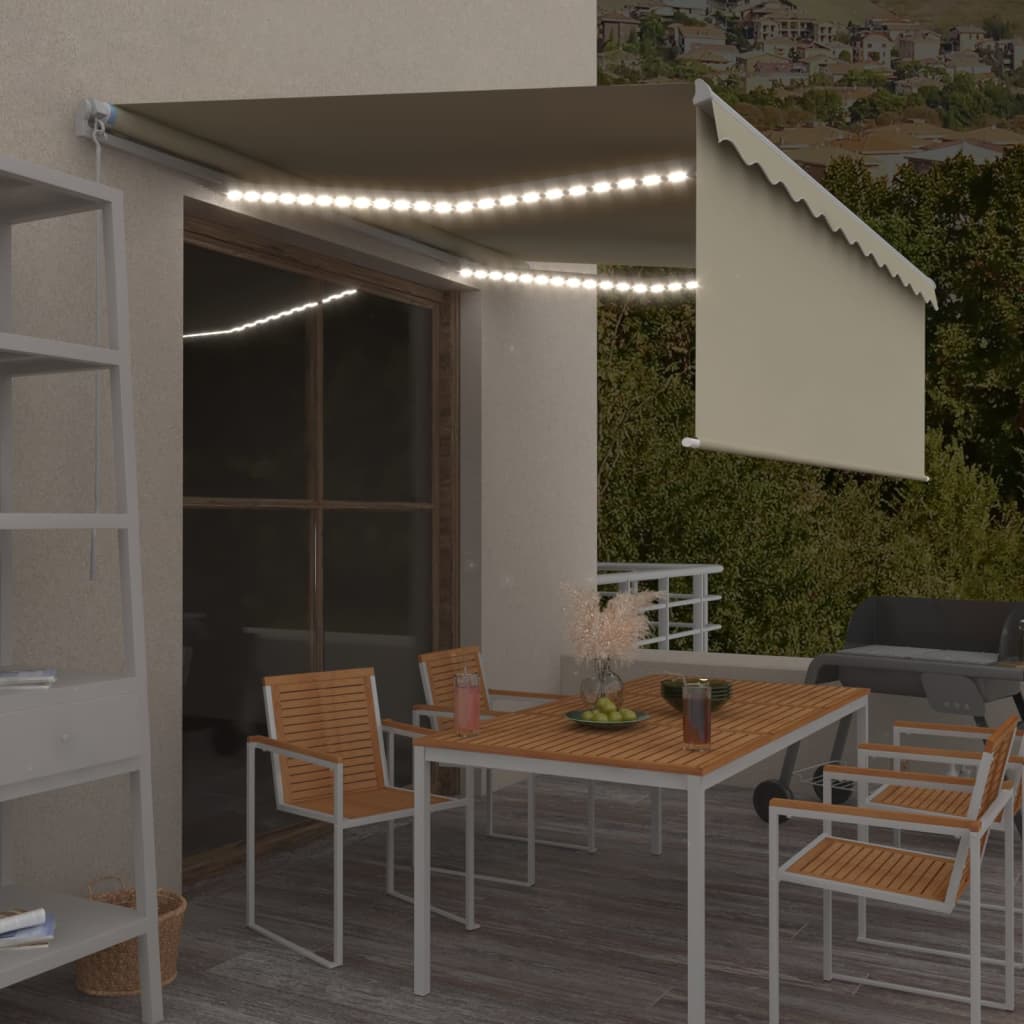 Izvelkama Markīze Ar Žalūziju, Led, 4,5X3M, Manuāla, Zili Balta