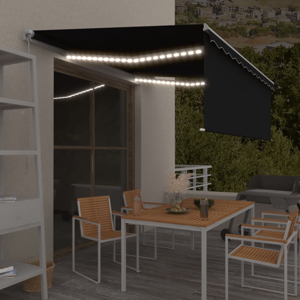 Izvelkama Markīze Ar Žalūziju, Led, 4,5X3M, Manuāla, Zili Balta