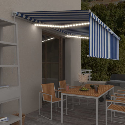 Izvelkama Markīze Ar Žalūziju, Led, 4,5X3M, Manuāla, Zili Balta