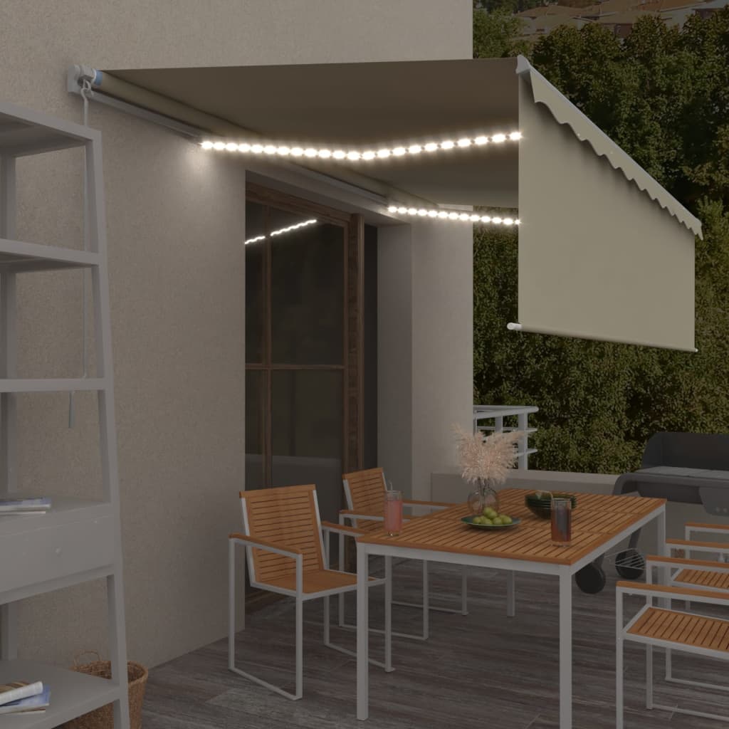 Izvelkama Markīze Ar Žalūziju, Led, 4,5X3M, Manuāla, Zili Balta