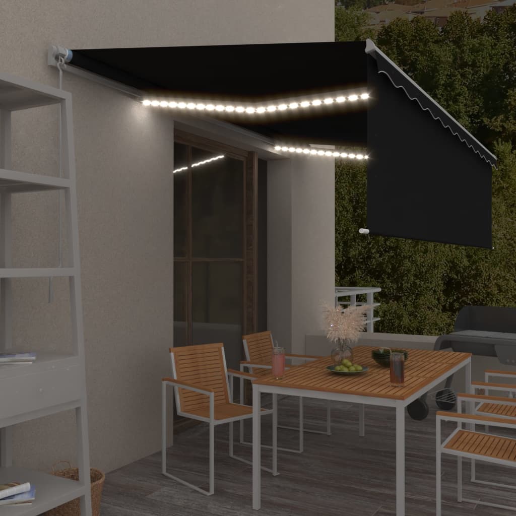 Izvelkama Markīze Ar Žalūziju, Led, 4,5X3M, Manuāla, Zili Balta