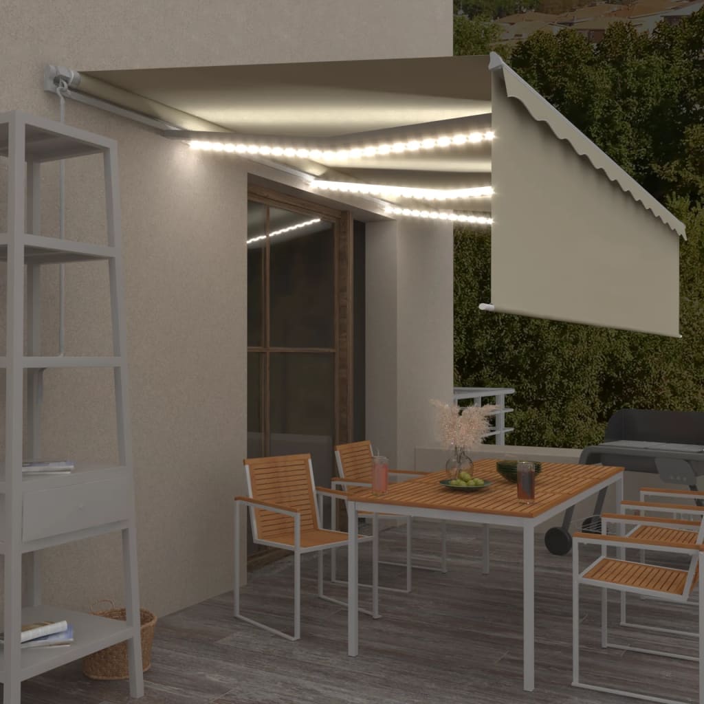 Izvelkama Markīze Ar Žalūziju, Led, 4,5X3M, Manuāla, Zili Balta