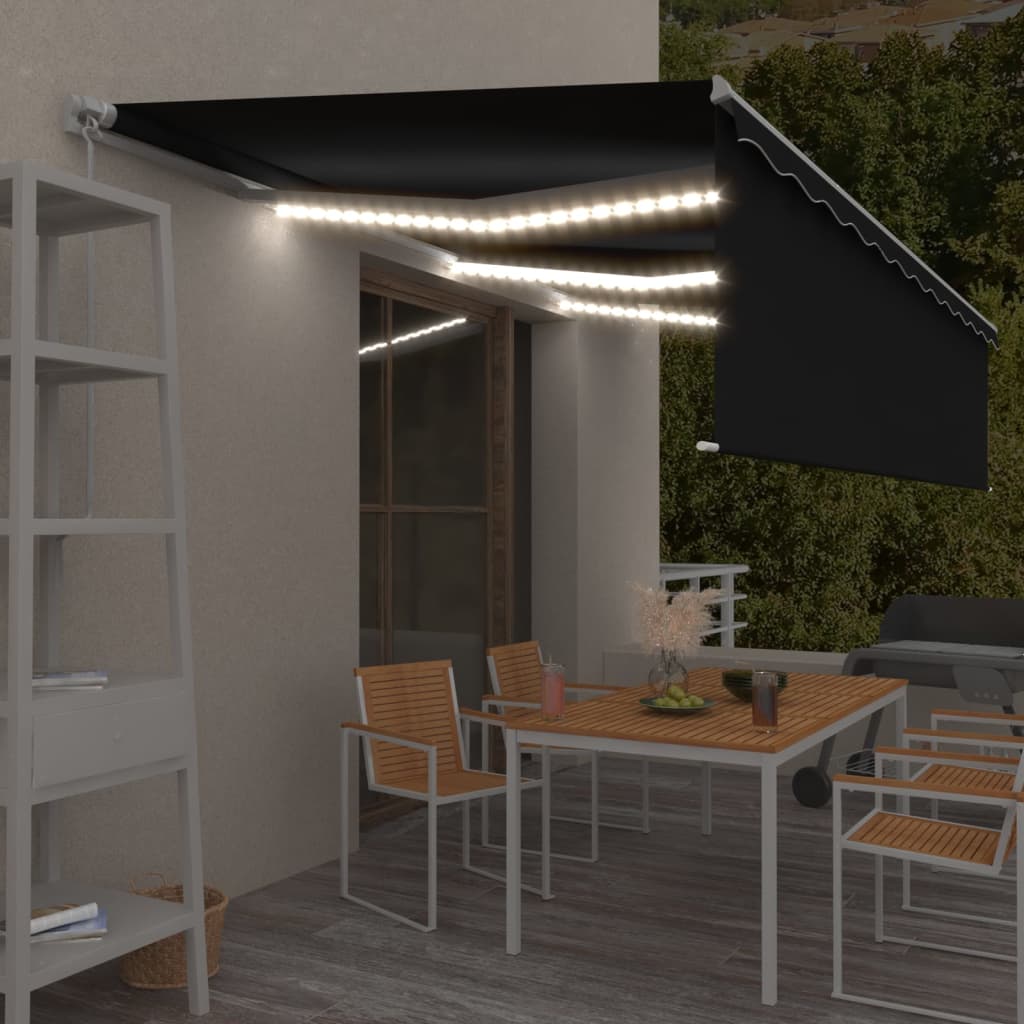 Izvelkama Markīze Ar Žalūziju, Led, 4,5X3M, Manuāla, Zili Balta