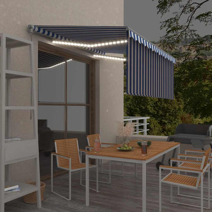 Izvelkama Markīze Ar Žalūziju Un Led, 3,5X2,5 M, Zili Balta