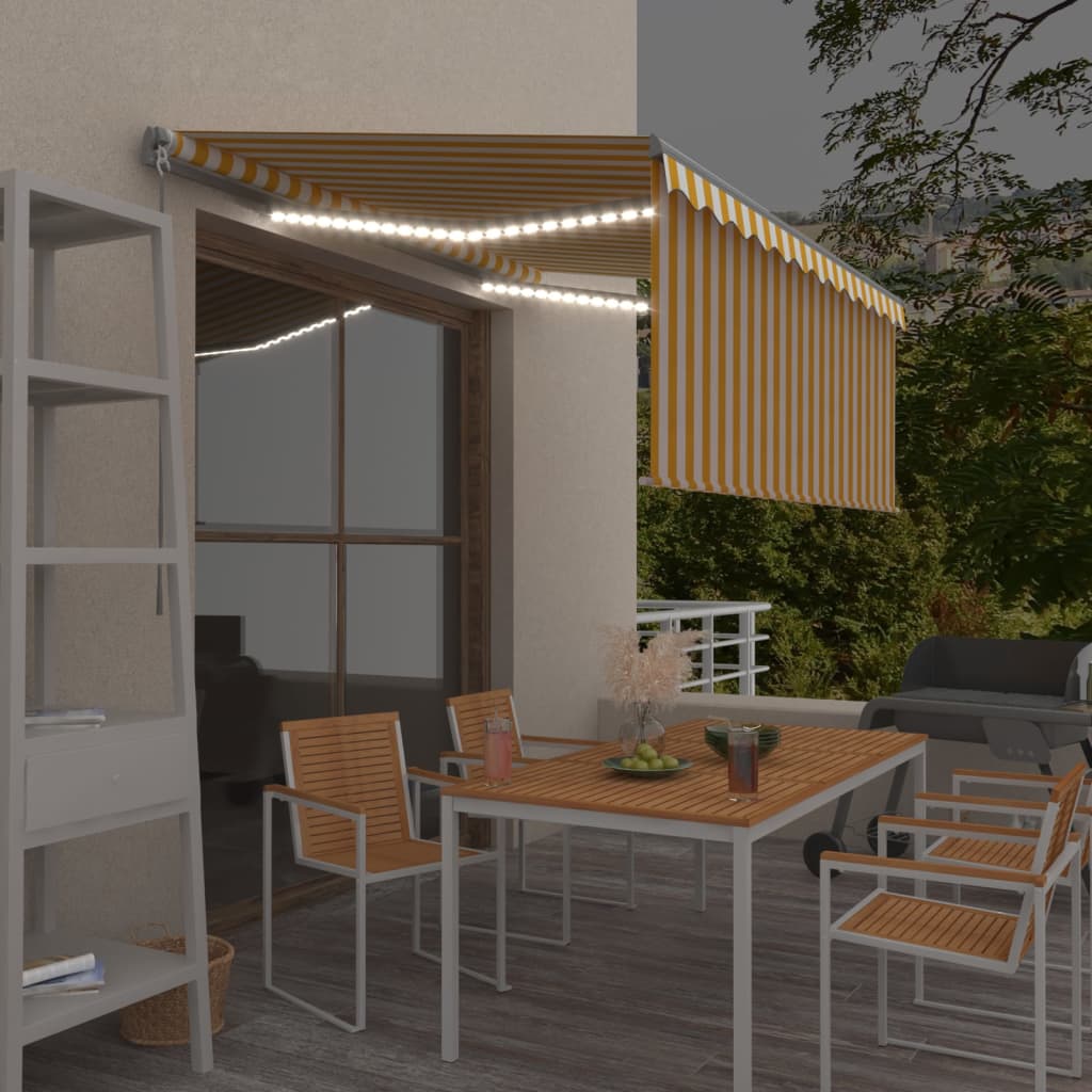 Izvelkama Markīze Ar Žalūziju Un Led, 3,5X2,5 M, Zili Balta
