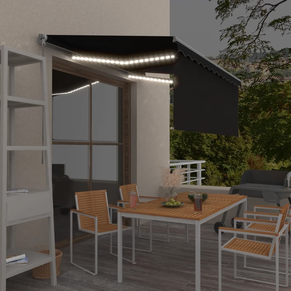 Izvelkama Markīze Ar Žalūziju Un Led, 3,5X2,5 M, Zili Balta