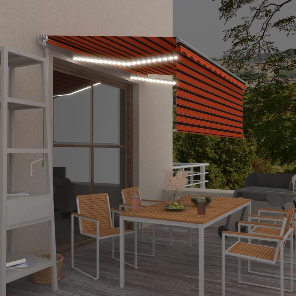 Izvelkama Markīze Ar Žalūziju Un Led, 3,5X2,5 M, Zili Balta