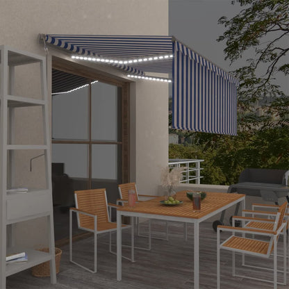 Markīze Ar Žalūziju, Led, Vēja Sensoru, 4,5X3 M, Zila Ar Baltu