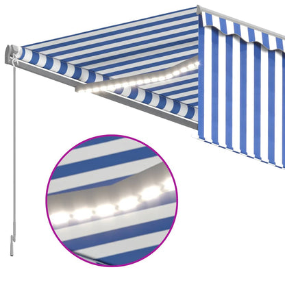 Izvelkama Markīze Ar Žalūziju Un Led, 3,5X2,5 M, Zili Balta