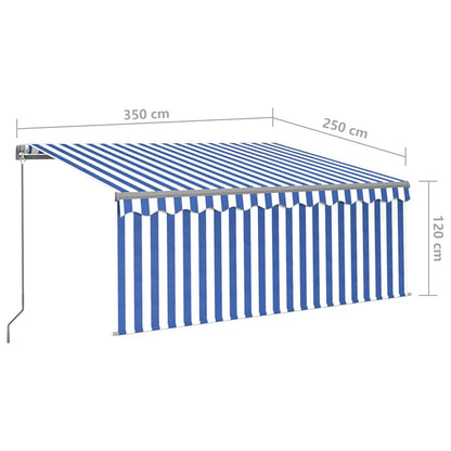 Izvelkama Markīze Ar Žalūziju Un Led, 3,5X2,5 M, Zili Balta