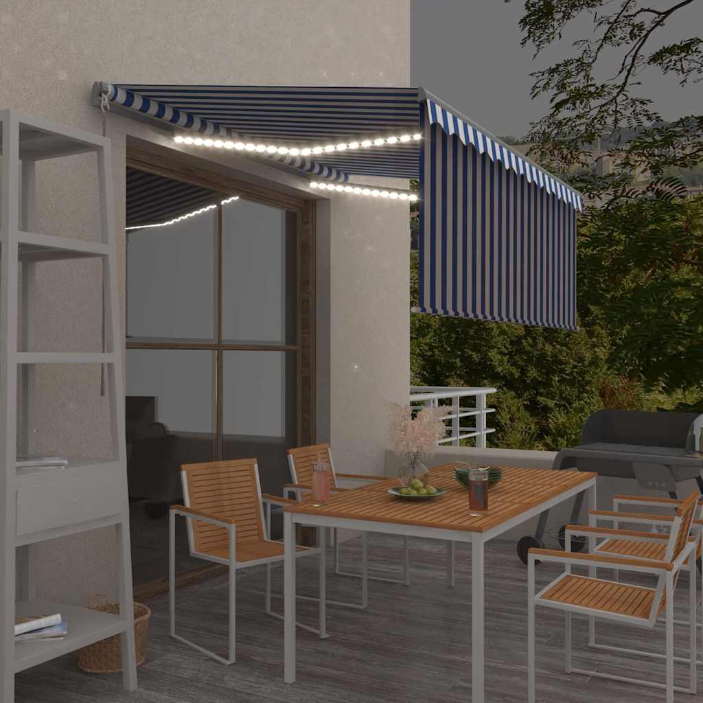 Izvelkama Markīze Ar Žalūziju Un Led, 3,5X2,5 M, Zili Balta