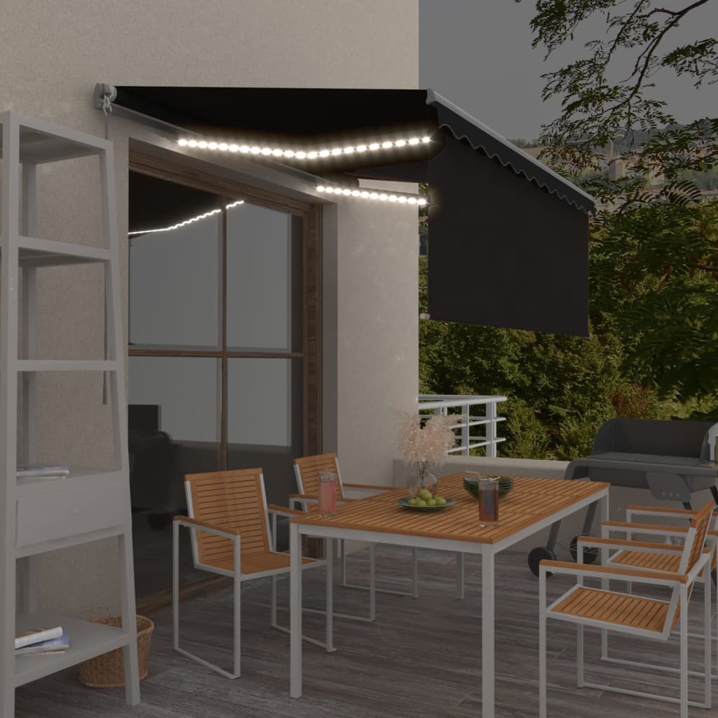 Izvelkama Markīze Ar Žalūziju Un Led, 3,5X2,5 M, Zili Balta