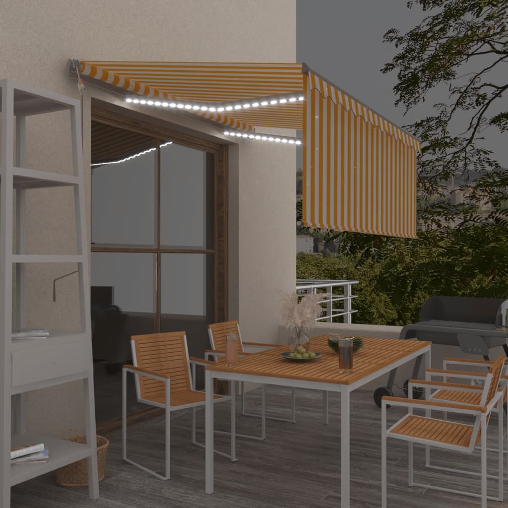 Markīze Ar Žalūziju, Led, Vēja Sensoru, 4,5X3 M, Zila Ar Baltu