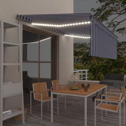 Izvelkama Markīze Ar Žalūziju Un Led, 3,5X2,5 M, Zili Balta