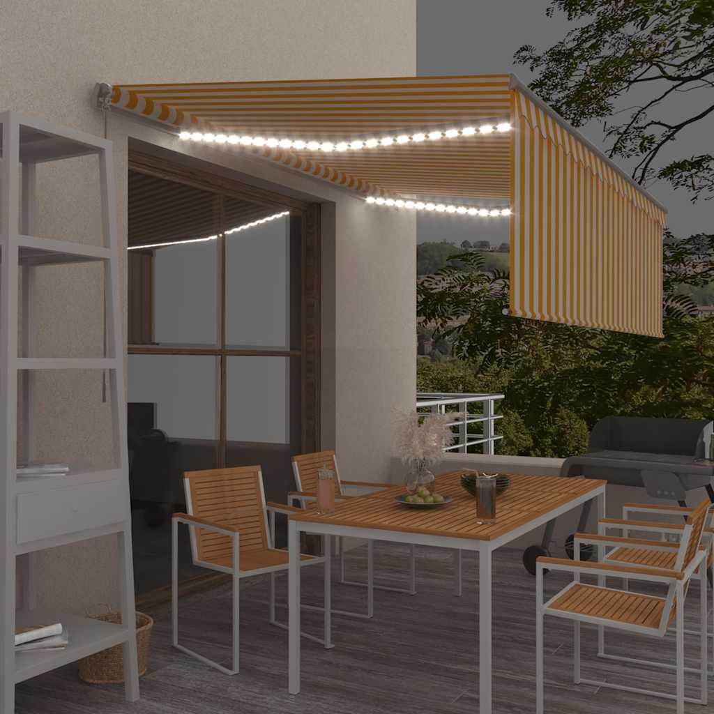 Izvelkama Markīze Ar Žalūziju Un Led, 3,5X2,5 M, Zili Balta