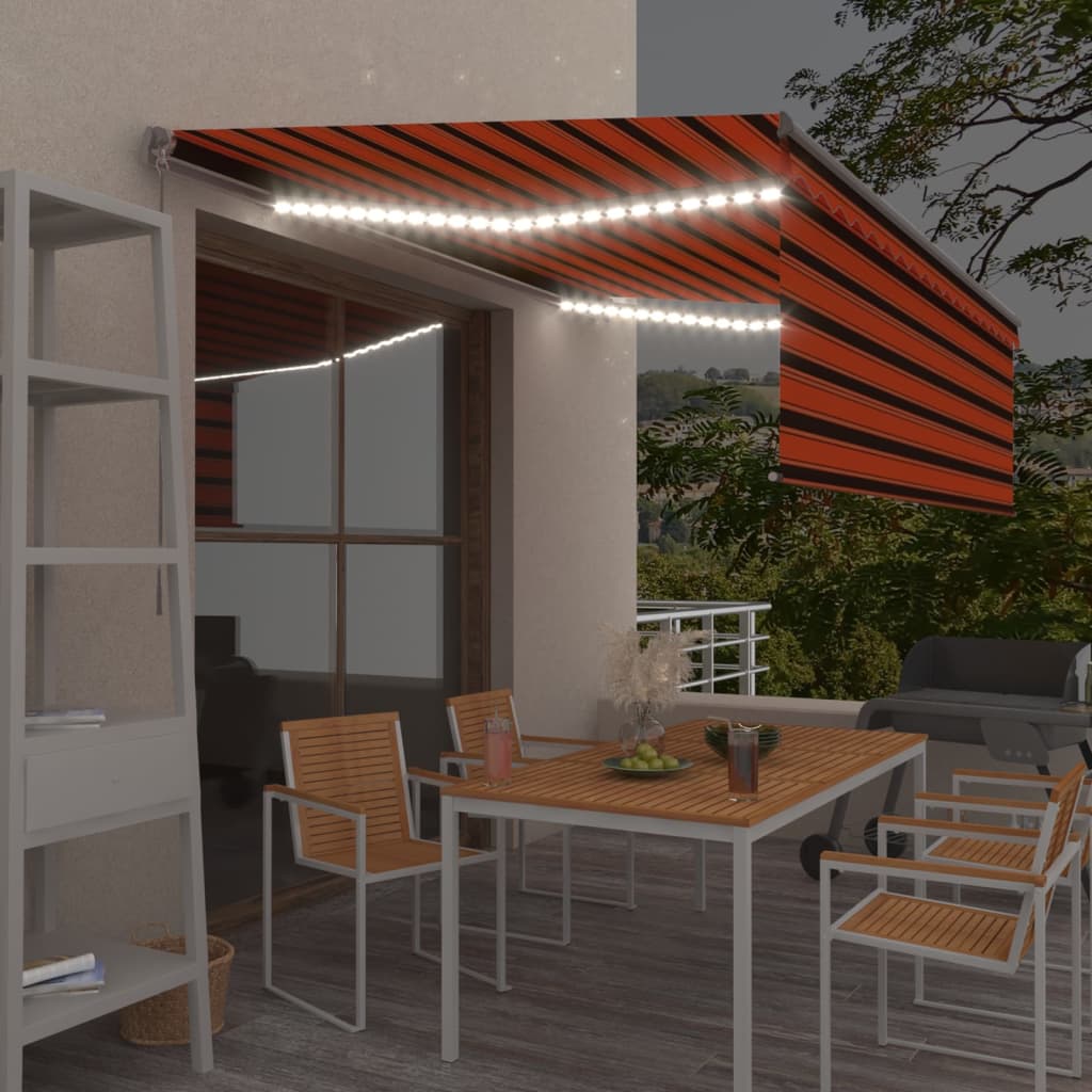 Izvelkama Markīze Ar Žalūziju Un Led, 3,5X2,5 M, Zili Balta