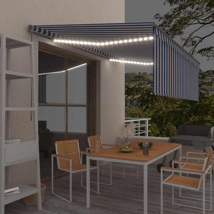 Izvelkama Markīze Ar Žalūziju Un Led, 3,5X2,5 M, Zili Balta