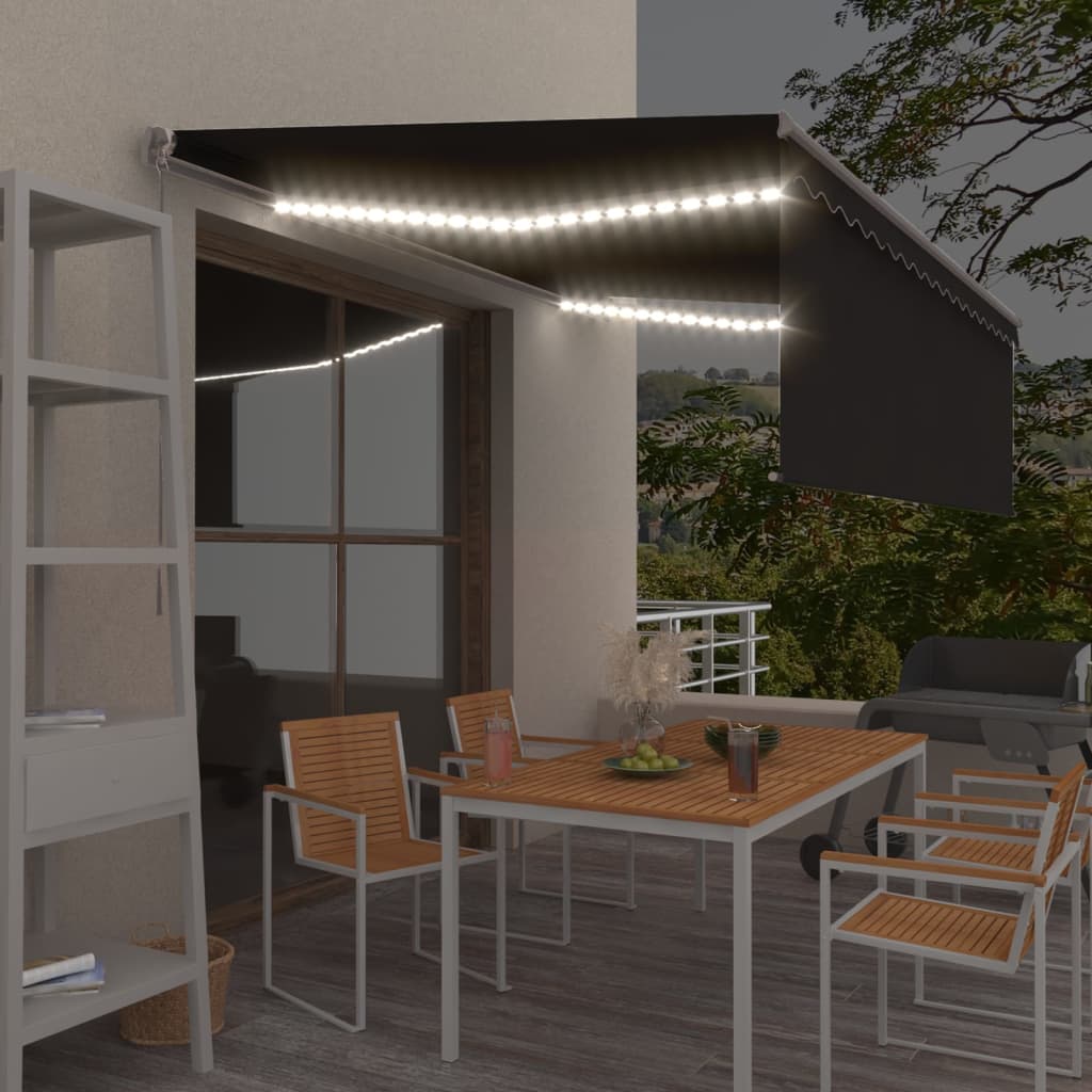 Izvelkama Markīze Ar Žalūziju Un Led, 3,5X2,5 M, Zili Balta