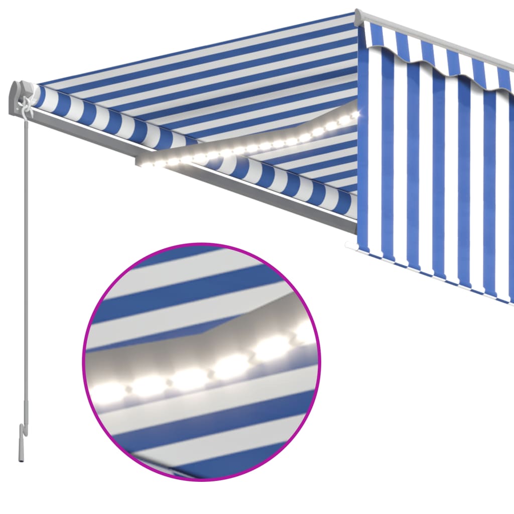 Markīze Ar Žalūziju, Led, Vēja Sensoru, 4,5X3 M, Zila Ar Baltu