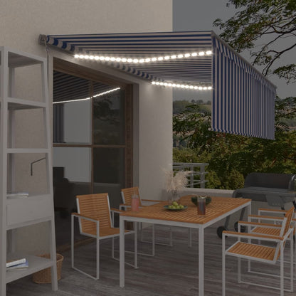 Markīze Ar Žalūziju, Led, Vēja Sensoru, 4,5X3 M, Zila Ar Baltu