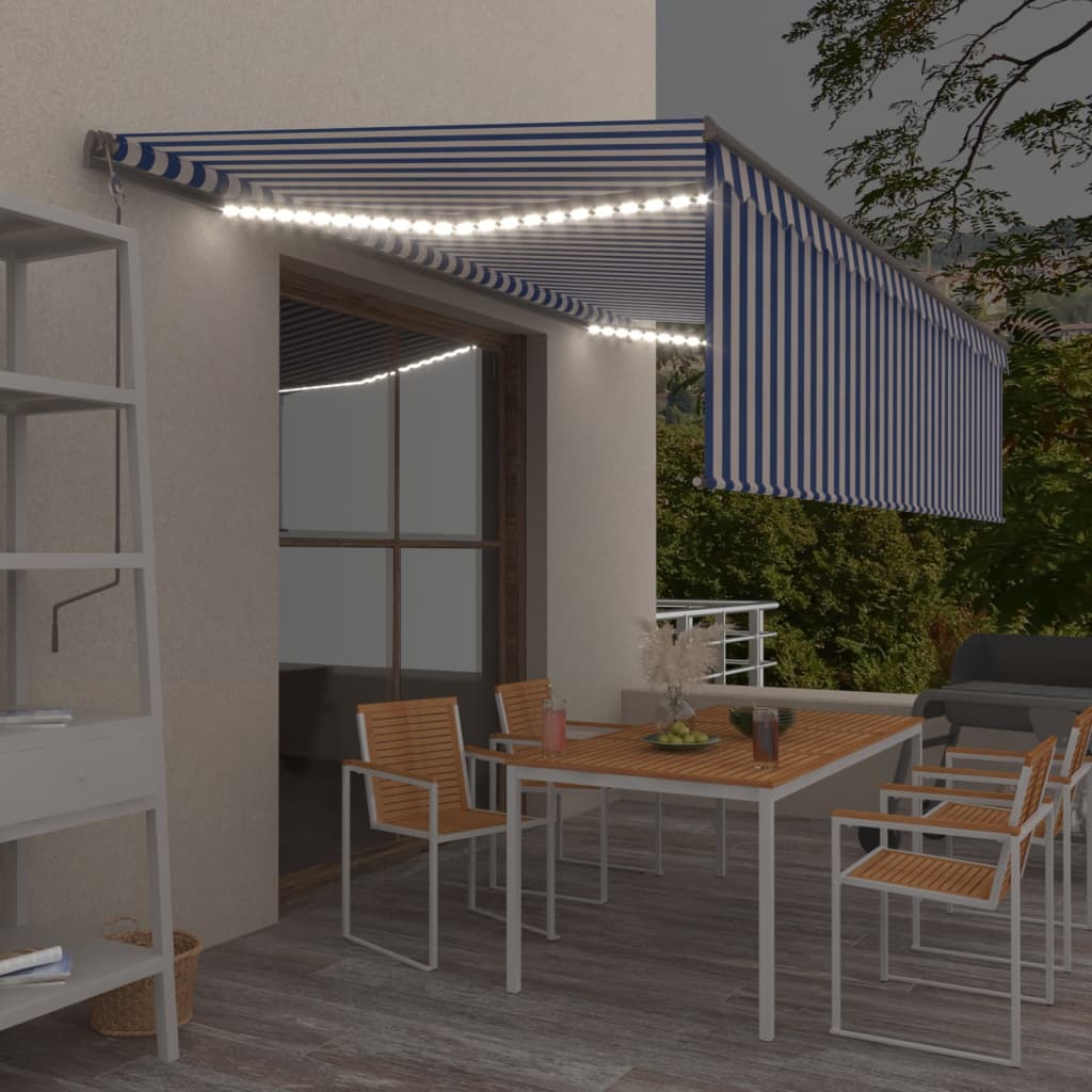 Izvelkama Markīze Ar Žalūziju Un Led, 3,5X2,5 M, Zili Balta