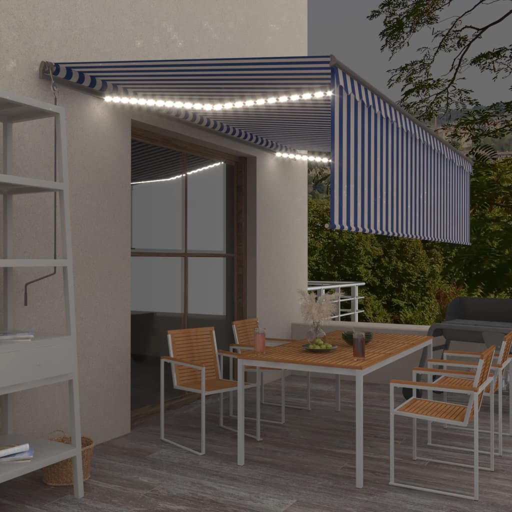 Markīze Ar Žalūziju, Led, Vēja Sensoru, 4,5X3 M, Zila Ar Baltu