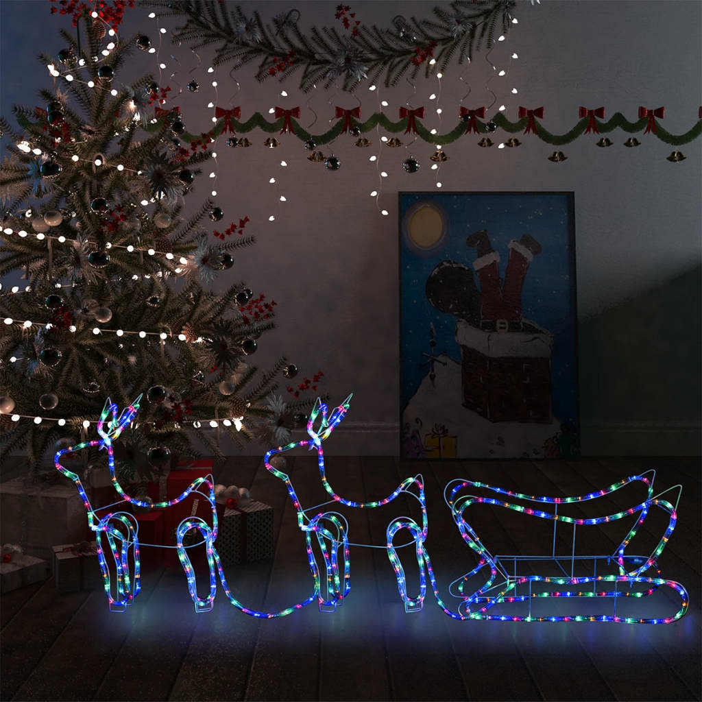 Ziemassvētku Dekorācija, Ziemeļbrieži Un Kamanas, 576 Led
