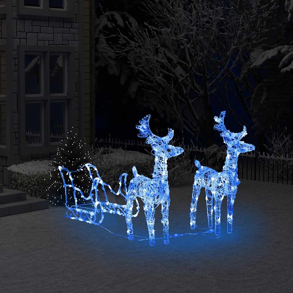 Ziemassvētku Dekorācija, Ziemeļbrieži, Kamanas, 160 Led, 130 Cm