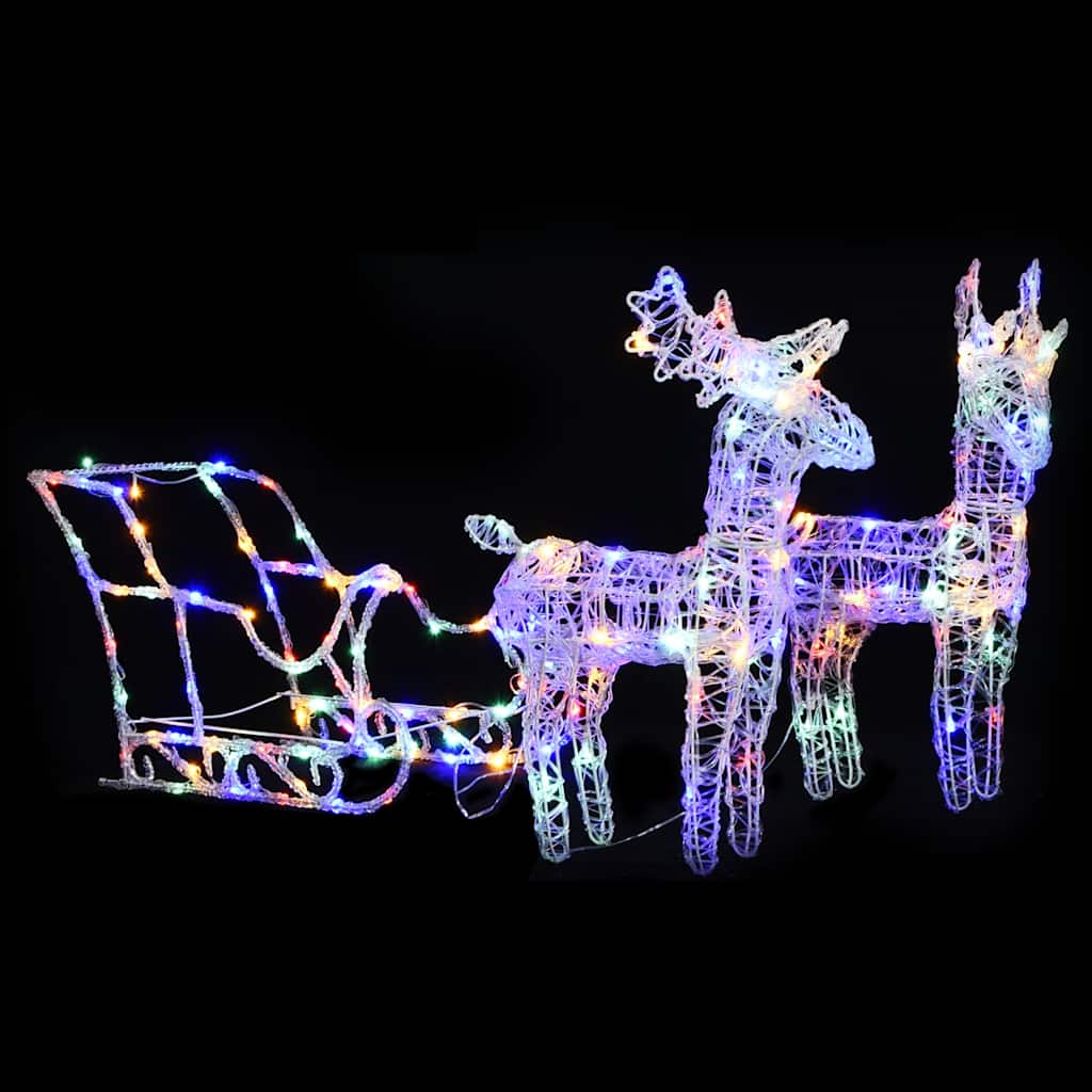 Ziemassvētku Dekorācija, Ziemeļbrieži, Kamanas, 160 Led, 130 Cm