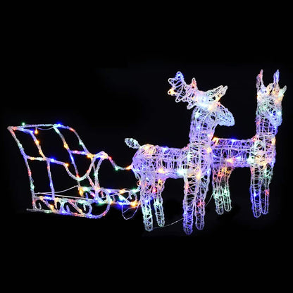 Ziemassvētku Dekorācija, Ziemeļbrieži, Kamanas, 160 Led, 130 Cm