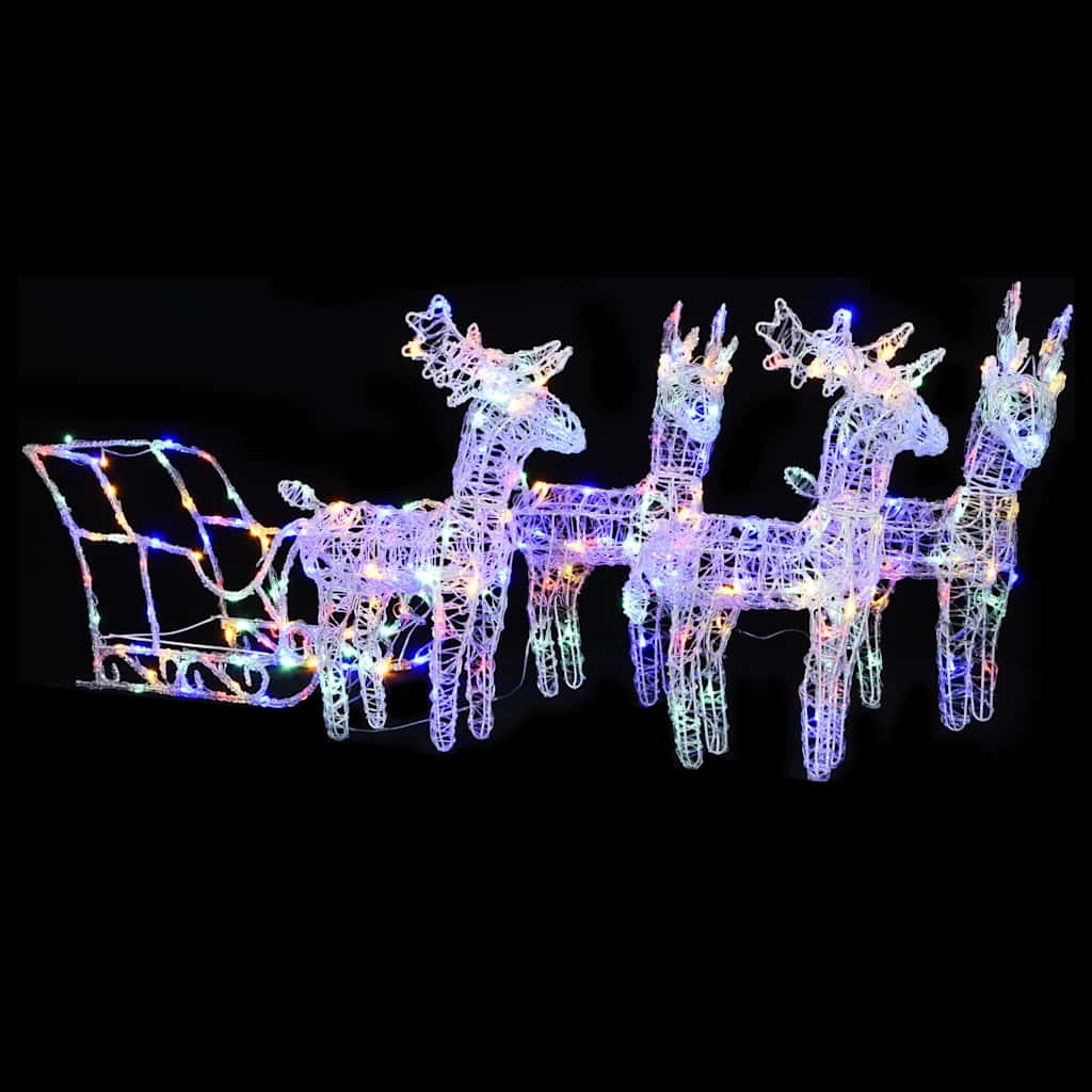 Ziemassvētku Dekorācija, Ziemeļbrieži, Kamanas, 160 Led, 130 Cm