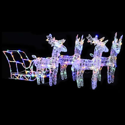 Ziemassvētku Dekorācija, Ziemeļbrieži, Kamanas, 160 Led, 130 Cm