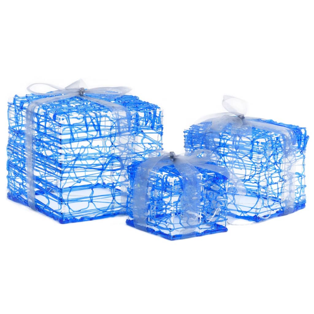 Ziemassvētku Dekorācija, 3 Dāvanu Kastes, Akrils, Vēsi Baltas