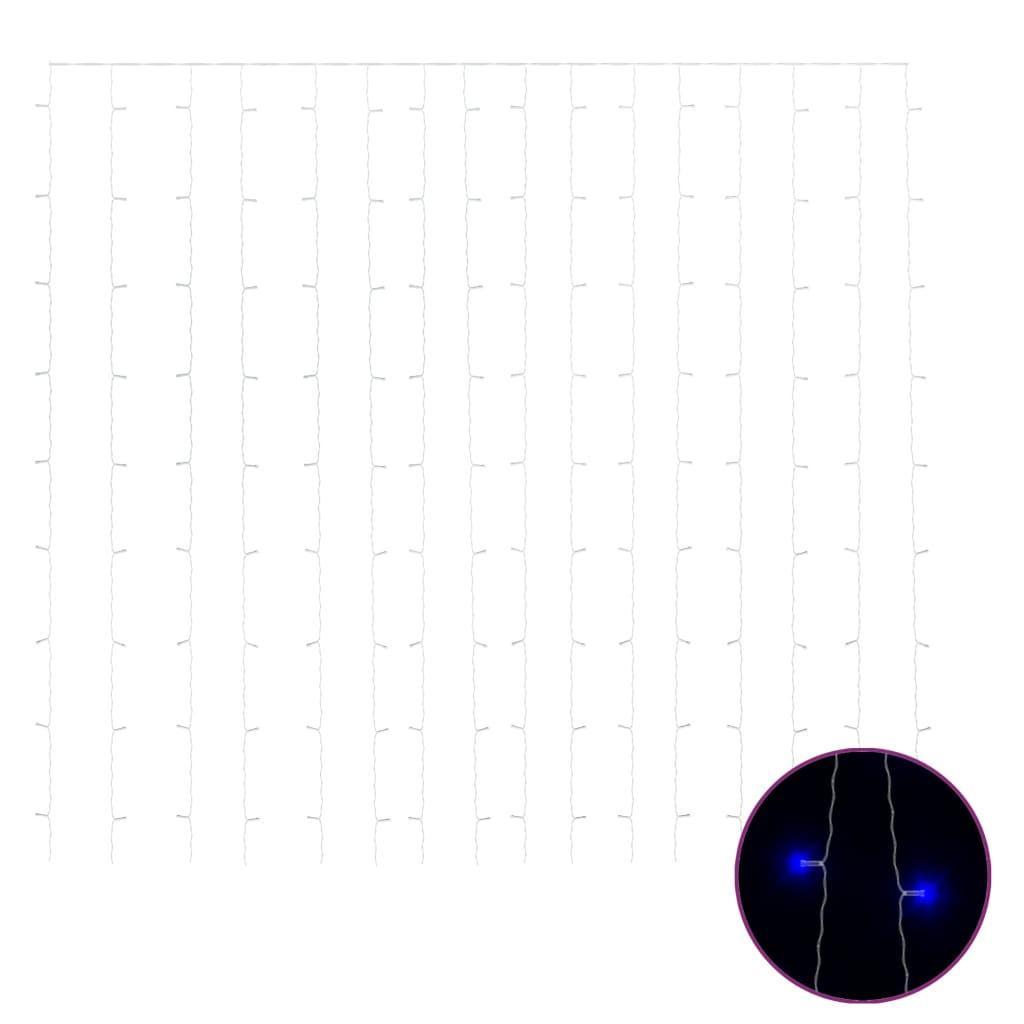 Led Lampiņu Aizkars, 3X3 M, 300 Led, Zils, 8 Funkcijas