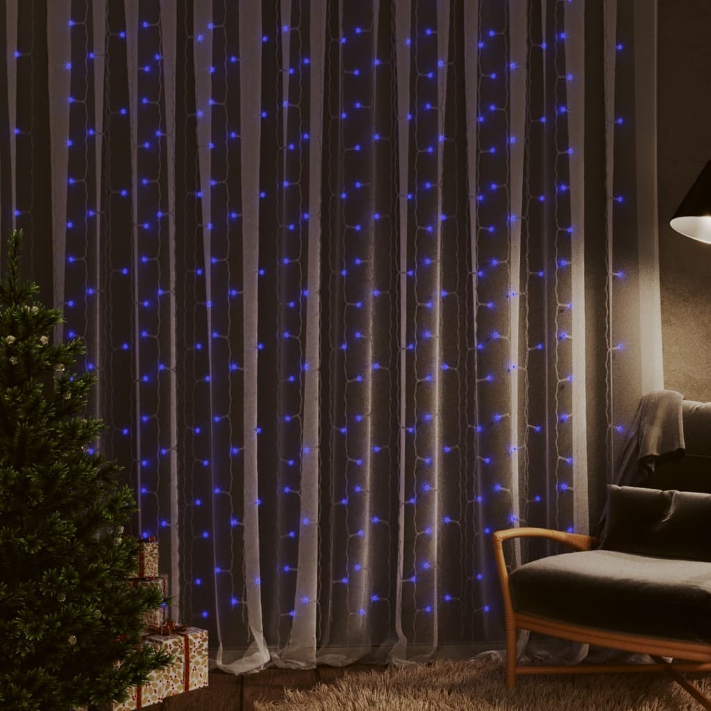 Led Lampiņu Aizkars, 3X3 M, 300 Led, Zils, 8 Funkcijas