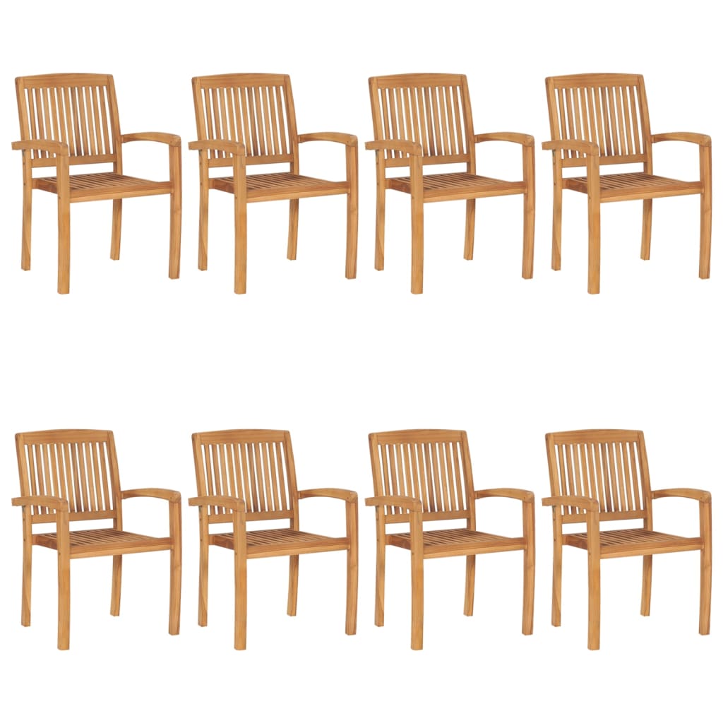 Dārza Krēsli, 4 Gab., Masīvs Tīkkoks, Saliekami Viens Uz Otra