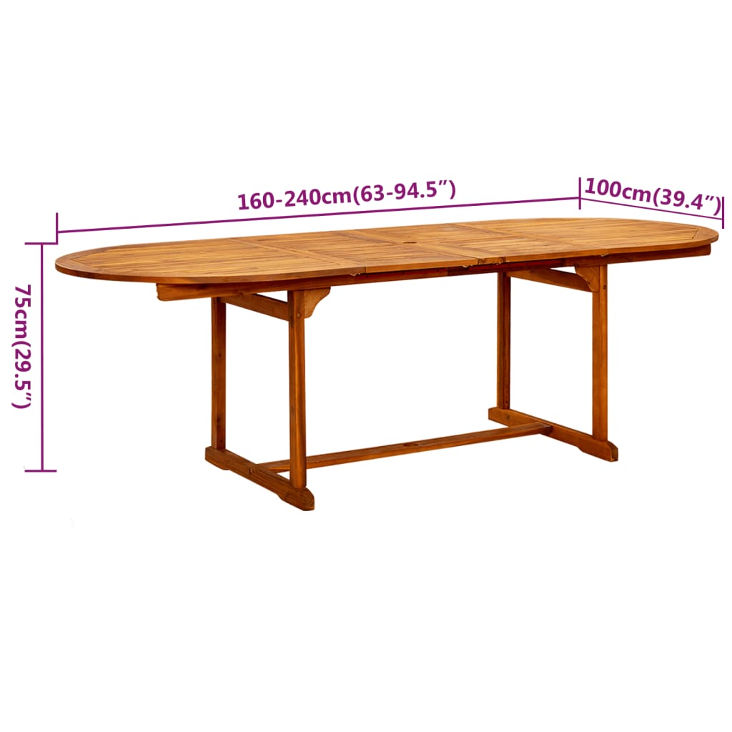 7-Daļīgs Dārza Mēbeļu Komplekts, Akācijas Masīvkoks, 160-240 Cm