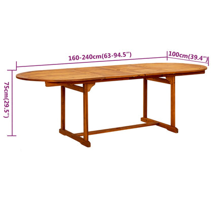 7-Daļīgs Dārza Mēbeļu Komplekts, Akācijas Masīvkoks, 160-240 Cm