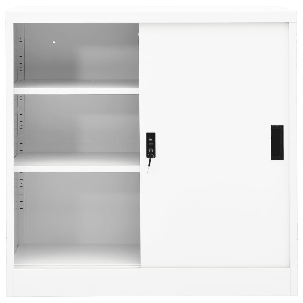 Biroja Skapis Ar Bīdāmām Durvīm, 90X40X90 Cm, Balts Tērauds