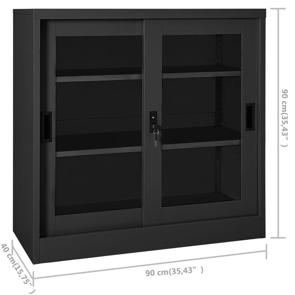 Skapītis Ar Bīdāmām Durvīm, 90X40X90Cm, Antracītpelēks, Tērauds