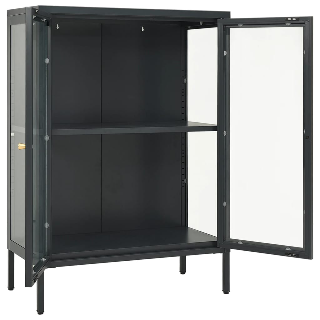 Kumode, Antracītpelēka, 75X35X105 Cm, Tērauds Un Stikls